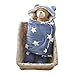 Baby Swaddle Blanket Sleep Sack - GreForest Thick Fleece Swaddling Blankets Seperated Legs Soft Warm for Bath, Air-Conditioned, Autumn, Winter with Velcro, Cute Bear Ear Hood (Blue Star, 0-3 Months)