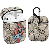 Gift-Hero Compatible with Airpods 1/2 Case,Cute 3D Luxury Leather Shockproof Cover Designer Skin Keychain,Cool Fun Funny Fashion Design Chic Stylish Case for Girls Women Ladies Teens Air pods(Tiger)