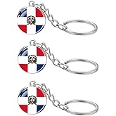 LLBFHH 3 Pcs Dominican Flag Key Chain,Cool Keychain for Car Keys, Stainless Steel Keyrings & Keychains,Used for Home Decoration, Jewelry Hanging Decorations.