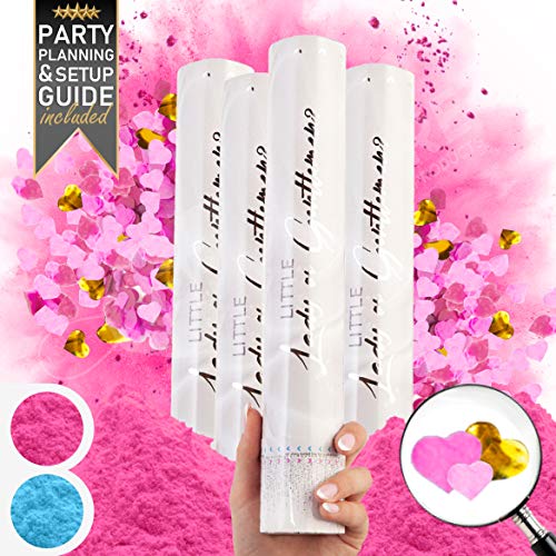 Premium Gender Reveal Confetti Cannon Set of 4 Biodegradable Powder