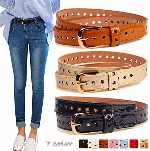 Amazon ベルト レディース 本革 細ベルト 花模様 女性用 レザーベルト サイズフリー 小物 フリー キャメル ベルト 通販