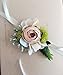 Yokoke Artificial Peony Silk Flower Boutonniere Bouquet Corsage Wristlet Vintage Fake Succulent Plants Champagne Corsage for Wedding Decor 2 Pc (Wristlet)