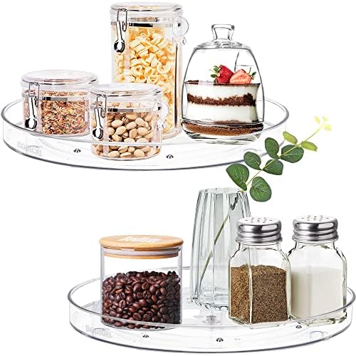 2 Pack Lazy Susan Organizer, 9.25 inch Clear Lazy Susan Turntable for