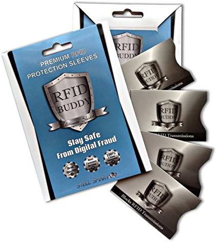 RFID Sleeves Preventing Identity Theft & Fraud - Pack of 4 Superior Quality Blocking Sleeves that Shield Radio Frequency ID - Tearproof And Waterproof - Fits Any Business Cards Holder, Wallet or Purse