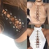 DZT1968® Women Girl Sexy Low-Cut Hollow Out Sleeveless Crop Vest Tops Bra