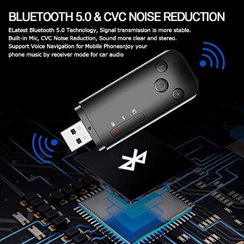MagicDo Bluetooth FM Transmitter for Car,2-in-1 Bluetooth 5.0 Transmitter Receiver HiFi Wireless Audio Adapter with 3.5mm AUX for Car/Home Stereo Music System Support AUX/TF Card/U Disk