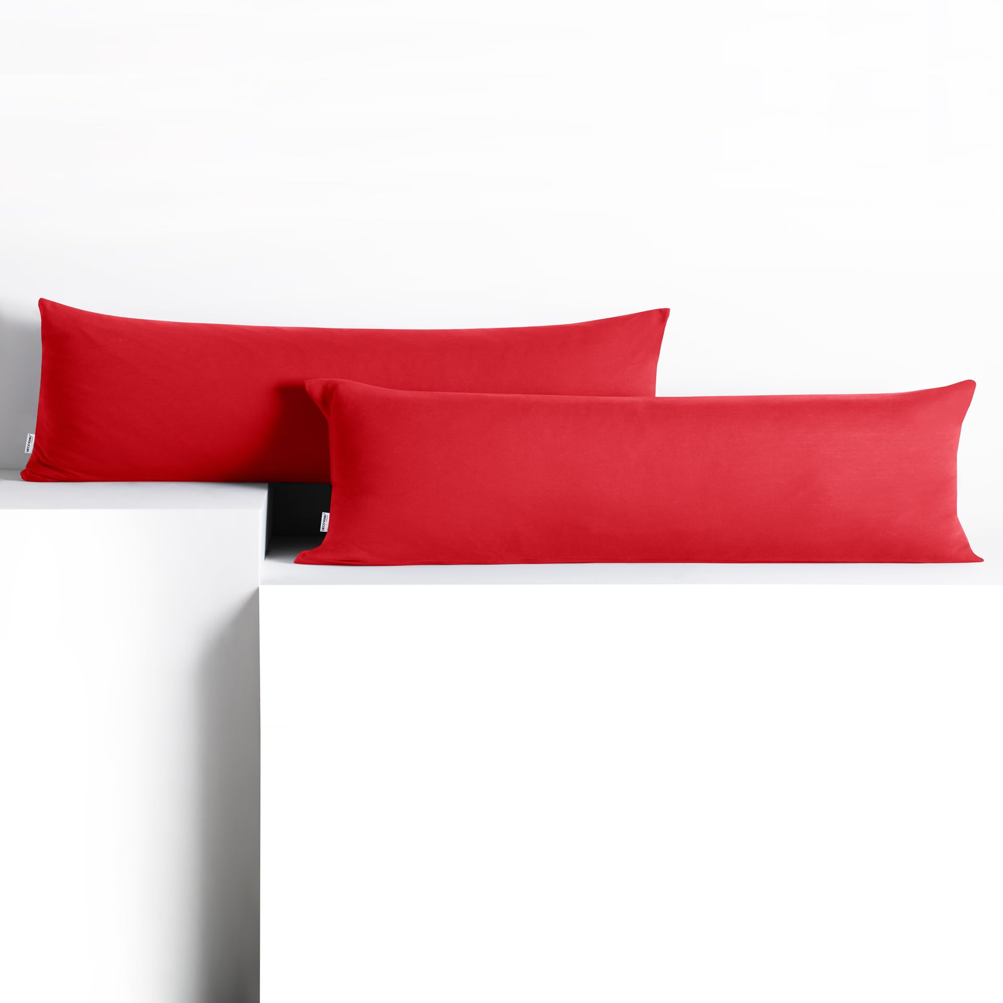 DecoKing 2 Pillowcases 20 x 120 cm Jersey Cotton Zip Red Amber