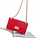 Women Fashion Shoulder Bag Jelly Clutch Handbag Quilted Crossbody Bag with Chain - Red