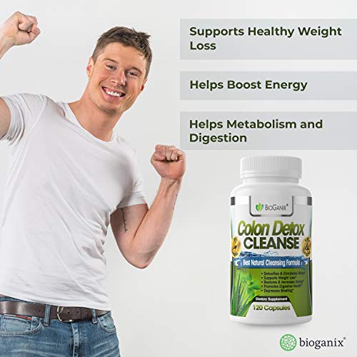 Bioganix Colon Detox and Weight Loss Supplement with Herbal Formula for Adults, 120 Capsules