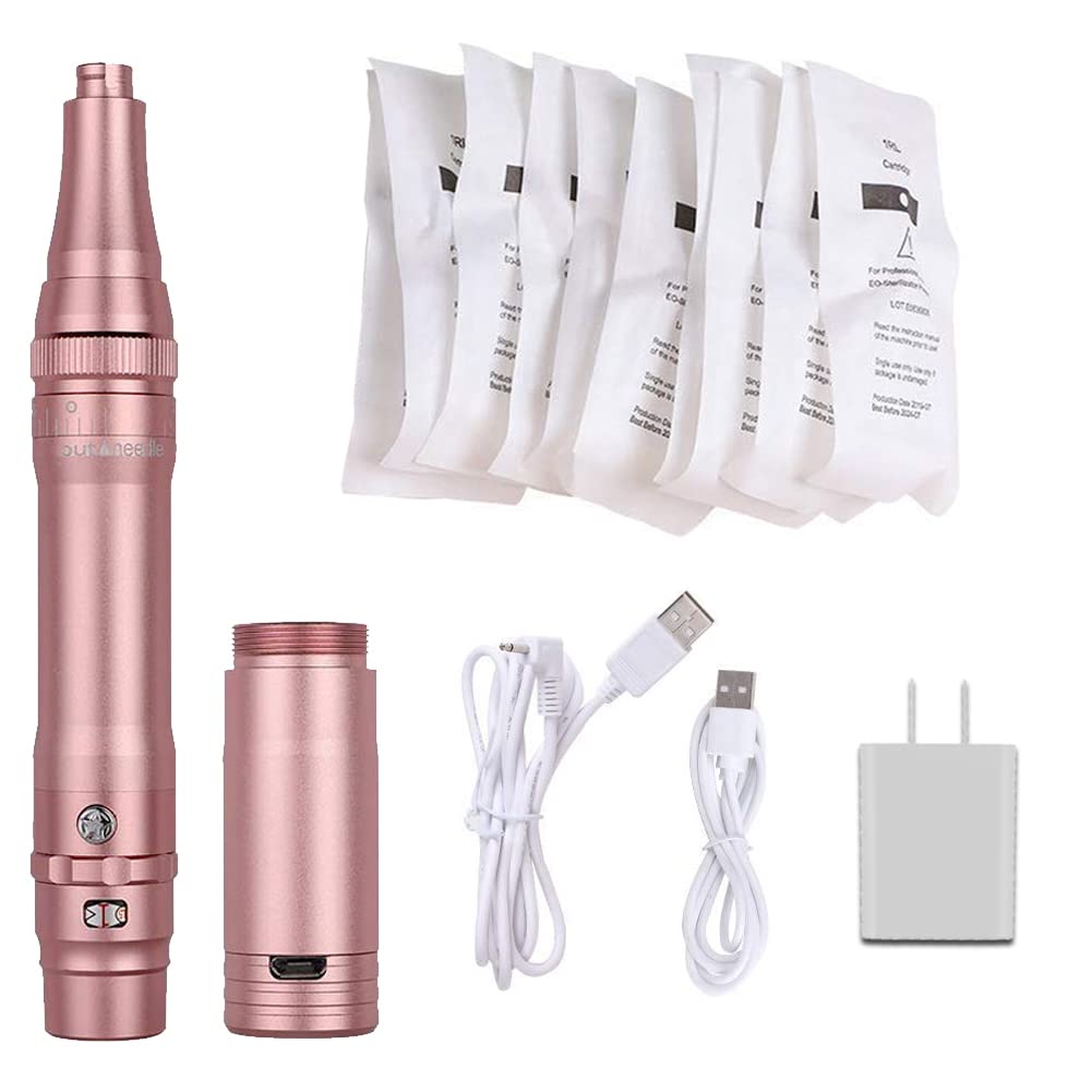Poysuper Professional Permanent Makeup Pen Wireless Tattoo Machine Kit With 10pcs Needles Microblading Supply for Eyebrow Lip Eyeliner (Rose Gold) UKP-A950