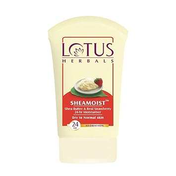 Lotus Herbal Sheamoist Shea Butter And Real Strawberry 24 Hour Moisturiser, 120g