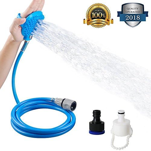 YaBland Pet Bathing Tool Shower Sprayer Bath Hose Sprayer and Scrubber 2 in 1, Multi-Functional Dog Cat Bath Massager Adjustable Handheld Sprayer Shampoo Brush Indoor and Outdoor Use &amp; Pet Towel