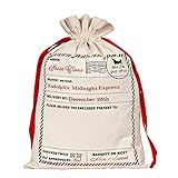 WeiVan Canvas Bag Red Drawstring Santa Sack Santa