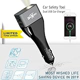 2BEsafe Car Crash Safe Emergency Escape Safety Tool w/Dual USB Charger, Window Breaker Hammer and Seatbelt Cutter & 2200mAh Power Bank (Black)