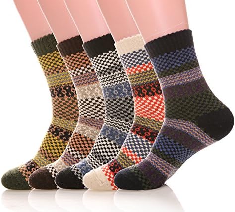 MIUBEE Men's Winter Warm Soft Socks Casual Socks 5-Pack (Style C)