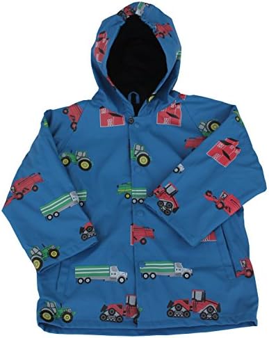 Foxfire for Kids Boys Blue Firetruck and Dalmatian Raincoat