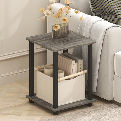 Furinno Simplistic Beistelltisch-Set (2er-Pack), Graue Eiche