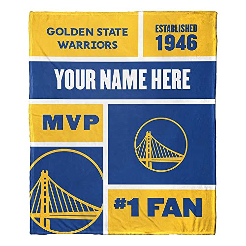Northwest NBA Golden State Warriors Personalized Silk Touch Throw Blanket, 50"…