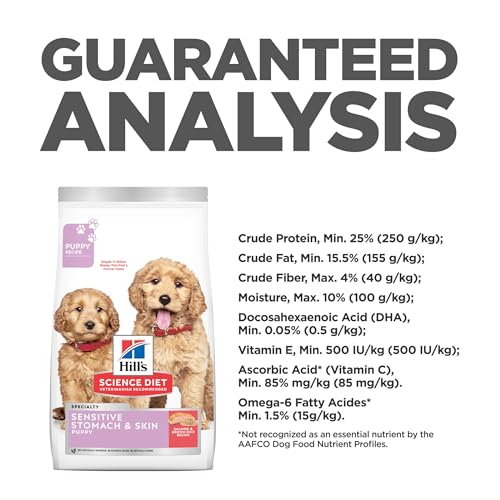 HILL’S SCIENCE DIET SENSITIVE STOMACH & SKIN, PUPPY, STOMACH & SKIN SENSITIVITY SUPPORT, DRY DOG FOOD, SALMON & BROWN RICE, 4 LB BAG