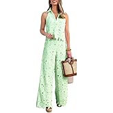 NIFTRIRY 2 Piece Sets for Women Summer Tank Crop Top with Wide Leg Pants Two Piece Lounge Set for Women