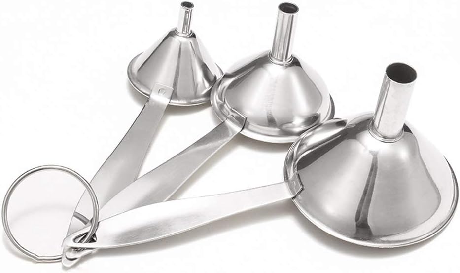 3 Pcs Food Grade Stainless Steel Funnels Set Long Handle Funnels Set for Essential Oil, Flask, Spices, Liquid