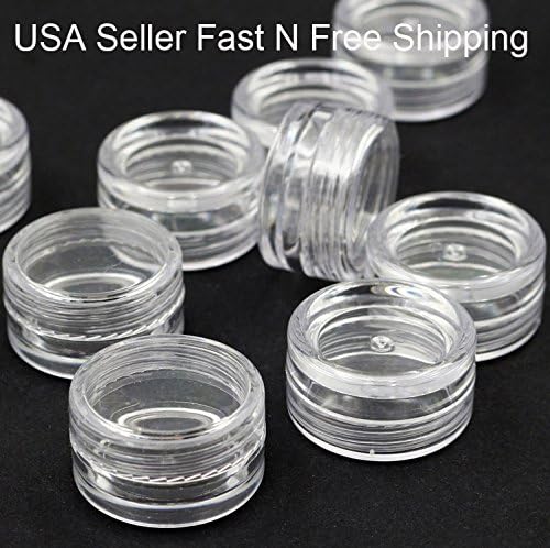 Ezidy~Lot of 100 pcs Bulk 3ml Cosmetic Empty Jar Pots Plastic Clear Bottles Powder Storage Container For Eye shadow Makeup Cream Lip Balm