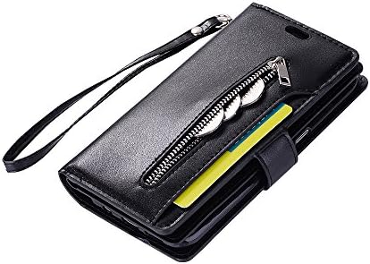 ZCDAYE Zipper Wallet Case for Samsung Galaxy S9,Premium Magnetic Multi-functional Handbag Dual Folio PU Leather Stand Flip Case Cover with [Card Slots][Wrist Strap] for Samsung Galaxy S9,Black
