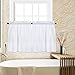 CAROMIO Tier Curtains for Kitchen, Waffle Woven Textured Short Window Tier Curtains for Bathroom Rod Pocket Kitchen Cafe Curtains, 30W x 24L Inch, White, 1 Pair