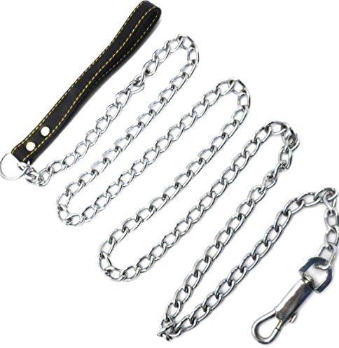 Good Pooch Heavy Duty Dog Pet Chain with Leather Handle