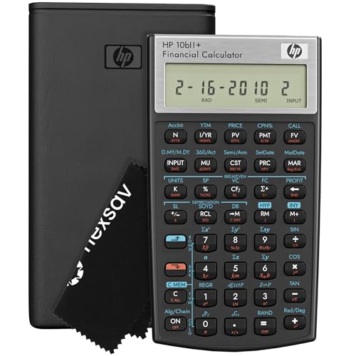 HP 10bII+ Financial Calculator – 100+ Functions for Business, Finance, Accounting, Statistics & Algebra – College & High School Calculator, Exam Approved for SAT, AP, PSAT – Includes Case & Cloth