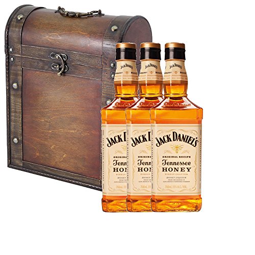 Buy 3 x Jack Daniels Whiskey Honey Liqueur 70cl Bottles in Antique Style Gift Box with Hand