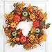 VGIA 22 inch Artificial Fall Wreath Fall Maple Leaves,Pumpkins with Berries for Front Door Fall Harvest Decorations
