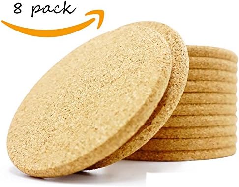 8 PCS Cork Coasters For Drinks Absorbent Set ， Blank Reusable Absorbent Eco-friendly DIY Tile Craft Board -Protect Furniture From Damage and Water Rings Restaurant Cafe Supplies