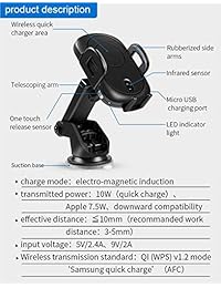 Cargador de coche inalámbrico por infrarrojos con función de localización, Qi cargador inalámbrico para coche con ventilación y ventosa, compatible con Samsung Galaxy S9 8 7 note8, iPhone X 8Plus 8