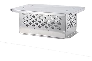 BUYYAH Chimney Cap, 8" x 13" Chimney Cover, Adjustable Bottom to Fit Outside Existing Clay Flue Tile Dimensions 5.7" x 10.7" to 10.4" x 15.4", All Stainless Steel Structure, with Meshes, Bolts, Screws