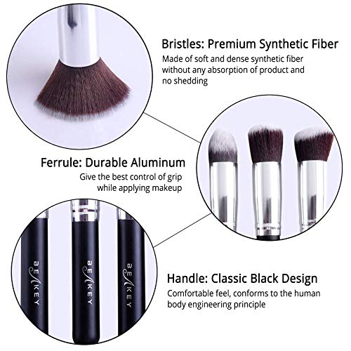 BEAKEY Makeup Brush Set Premium Synthetic Foundation Face Powder Blush Eyeshadow Kabuki Brush Kit, Makeup Brushes with… - Image 3