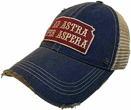 State of Kansas Motto Ad Astra Per Aspera Retro Brand Vintage Mesh Adj Hat Cap