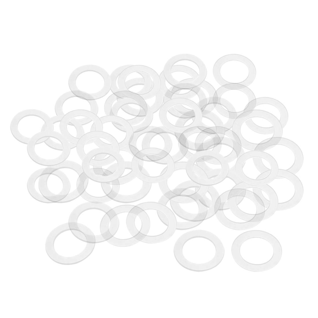 sourcing map Nylon Flat Washers M18 27mm OD 18mm ID 1mm Thickness Sealing Gasket for Faucet Pipe Water Hose, Clear, Pack of 50