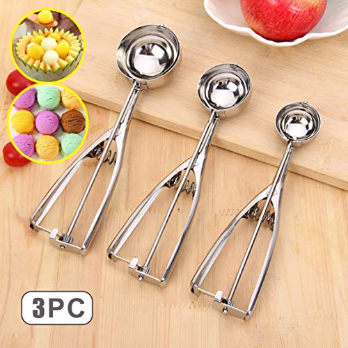 Cookie scoop,Ice Cream Scoop 3 Piece Stainless Steel. Ideal For Scoop