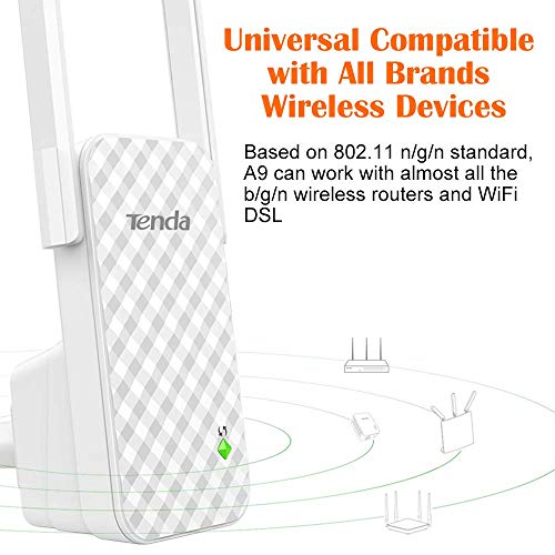 Tenda-N300-A9-Wireless-Repetidor-Extensor-de-Red-WiFi-Inalambrico-Ampliardor-WiFi-300-Mbps-con-Antenas-Duales-para-Casa-Grande-Officina-SOHO-Sitios-de-Negocios-Pequenos