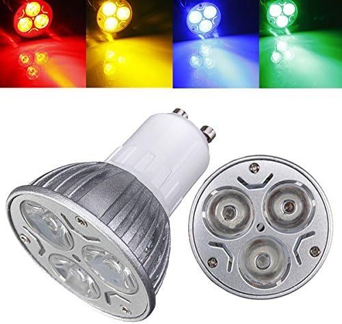 MASUNN GU10 3W AC 220V 3 LEDs Red/Yellow/Blue/Green LED Spotlight Bulbs - Yellow - Image 3