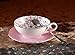 Jusalpha Elegant Porcelain Tea Cup and Saucer Set-Coffee Cup Set with Saucer and Spoon-6OZ (Set of 6, Pink)