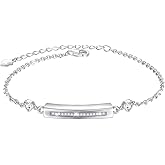 DAOCHONG Sterling Silver Forever in My Heart CZ Cremation Urn Locket Memorial Ashes Holder Bangle Urn Keepsake Bracelet 7+2"