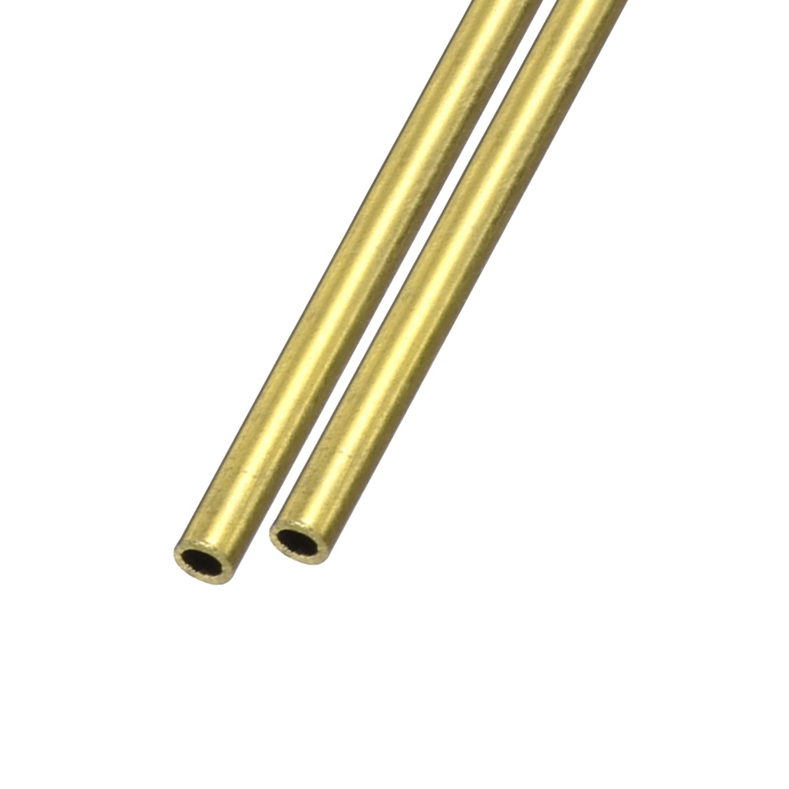 METALLIXITY Brass Tube (1.5mm OD x 0.25mm Wall T x 300mm L) 2Pcs, Straight Tubing - for Home Furnishing, Machinery, DIY Handicraft