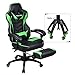 Gaming Chair Black Green for Adults with Footrest,High Back Swivel Computer Office Chair with Pillows and Lumber Support