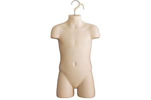 DisplayTown Flesh Child Torso Hollow Back Body Stackable Dress Form with Hanging Hook for Headless Halloween Costume, Tshirt Display, Countertop, Craft Shows, Photos and Design, Size 5T-7