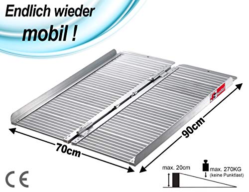 FTsolid Mobile Rollstuhlrampe aus Aluminium klappbar 60cm, 90cm, 120cm oder 150cm Länge x 70cm Breite, für Rollstuhl… – Bild 3