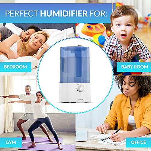 PONNYC Cool Mist Humidifier - Rotatable Mist Nozzle - Ultrasonic Humidifier for ‎Bedroom, Baby room, Home, Office, Gym - Essential Oils Diffuser - Premium Air Humidifier - 0.9 Gal, 9 hours of work‎ - Thumbnail 2