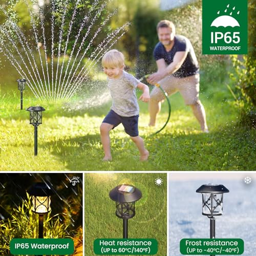 Quntis 8 Packs Outdoor Solar Lights, Waterproof IP65 Solar Garden Lights, Automatic Solar Lamp, Warm White Solar Light for Garden, Pathway, Patio, Walkway, Lawn Home