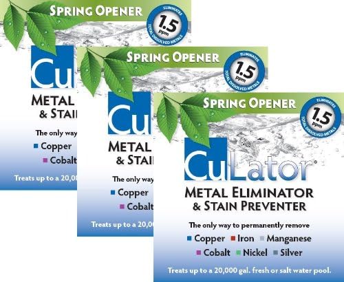 CuLator Metal Eliminator and Stain Preventer for Pools and Spas Spring Opener-3 Treatments